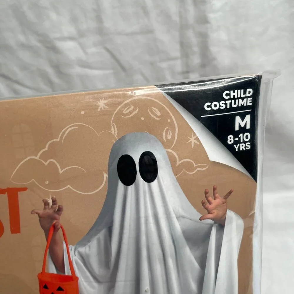 Spooktacular Creations Child Ghost Costume M 8-10 Yrs Includes Poncho & Bag